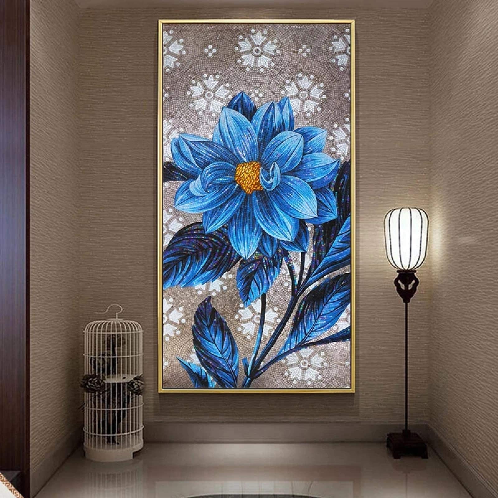 Amazon.co.jp: キャンバスウォールアートポスター青牡丹の花抽象絵画